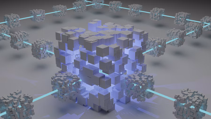 Web3やブロックチェーンを想起させるデジタル回路のイメージ